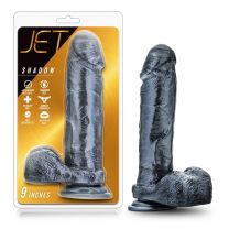 Jet Shadow Carbon Metallic Black Dildo 9 Inch
